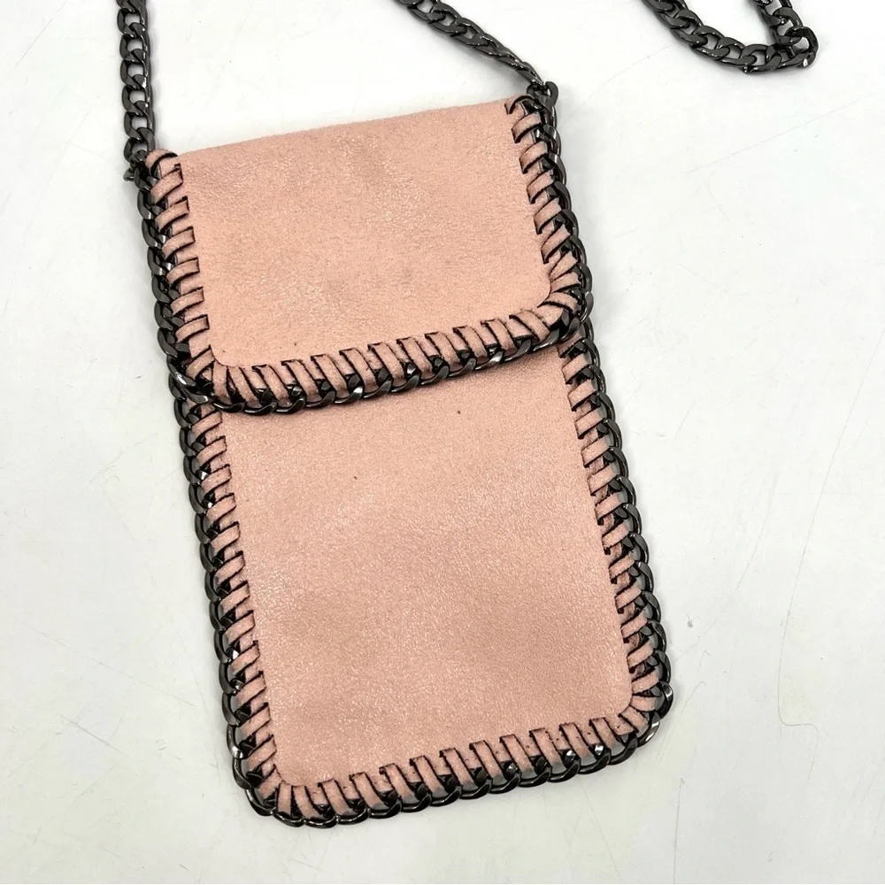 UNBRANDED Pink Faux Leather Crossbody Bag w/ Metal Trim Purse